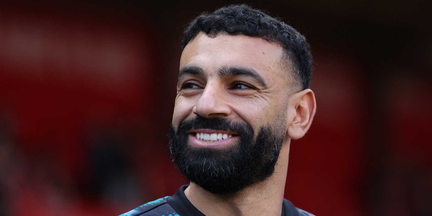 Liverpool's Mohamed Salah smiling