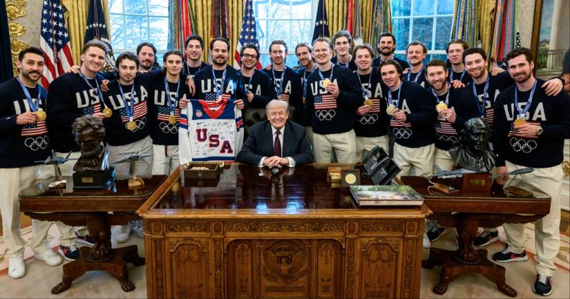 Team USA Ice Hockey Players With Donald Trump