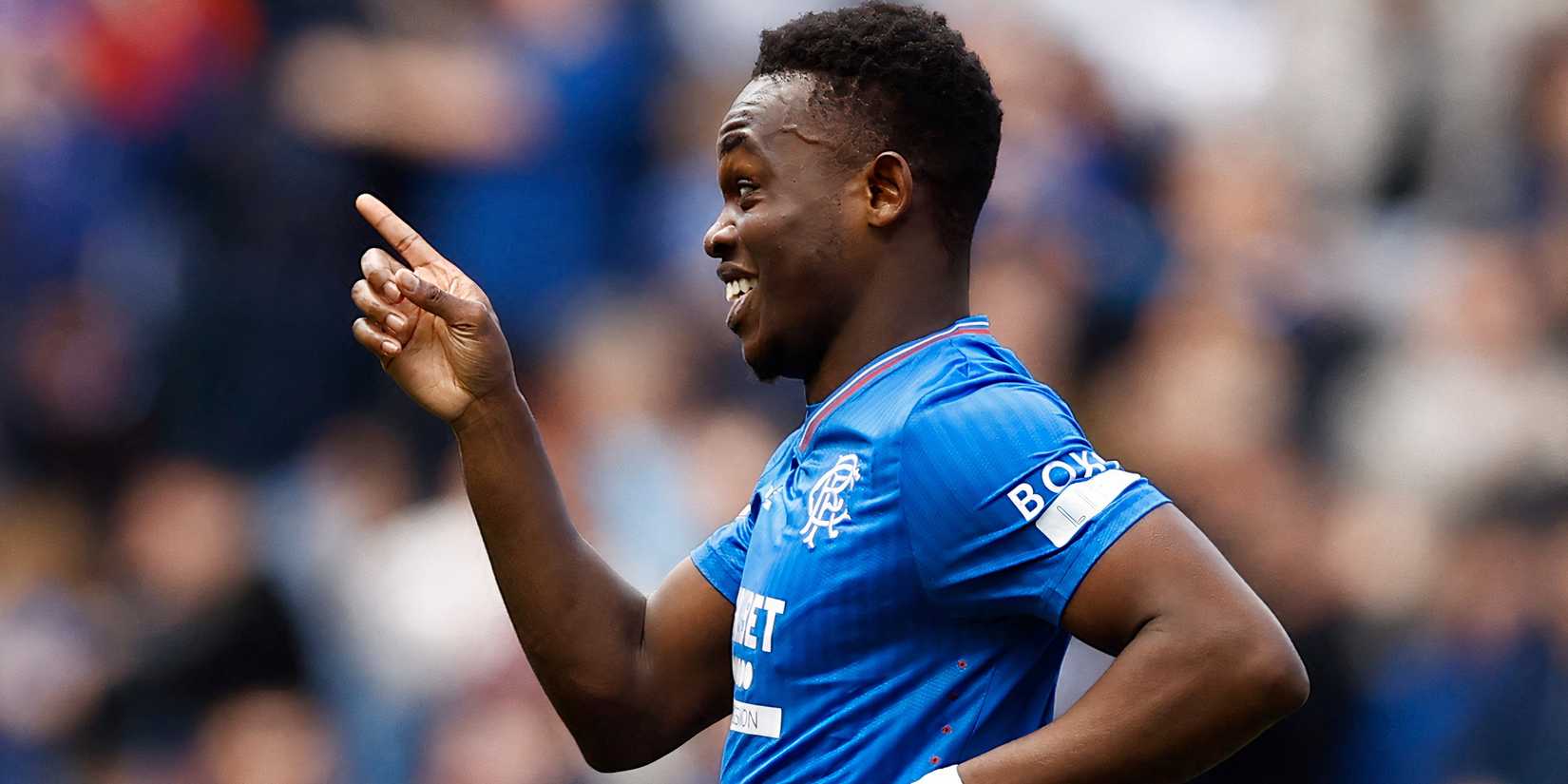 Rabbi Matondo celebrates a Rangers goal