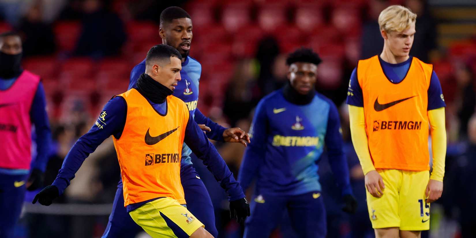 Spurs stars Pedro Porro, Kevin Danso and Lucas Bergvall in training