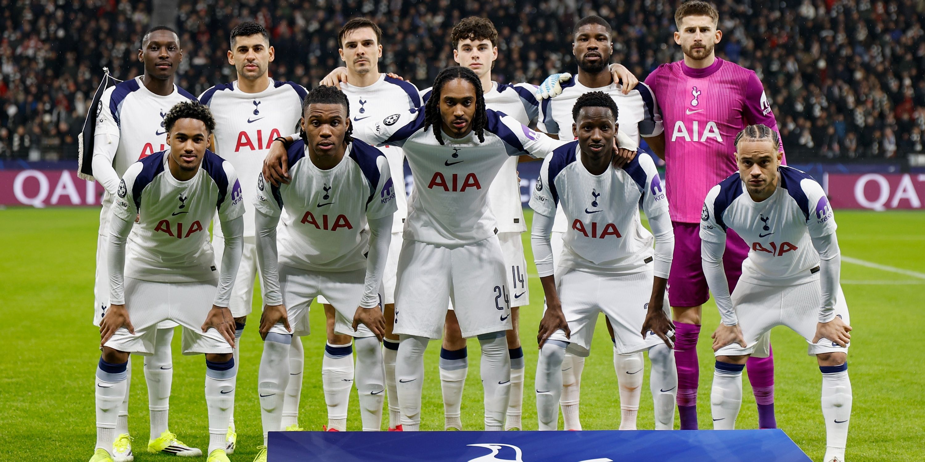Tottenham players line up for squad photo