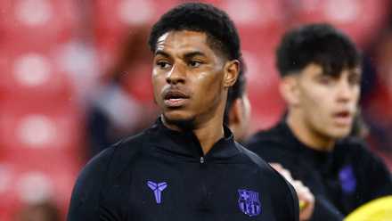 Barcelona's Marcus Rashford during the warm up