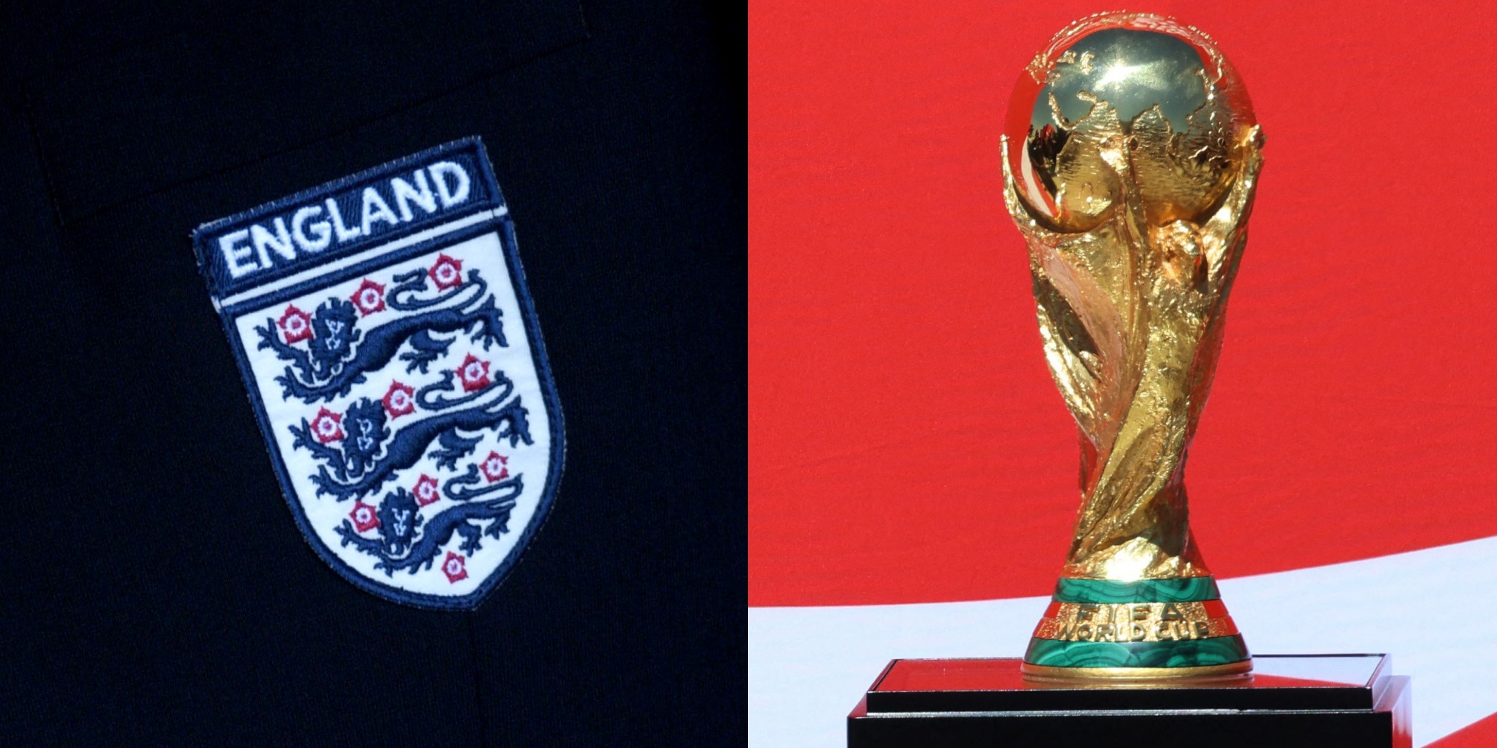 England logo and the World Cup trophy