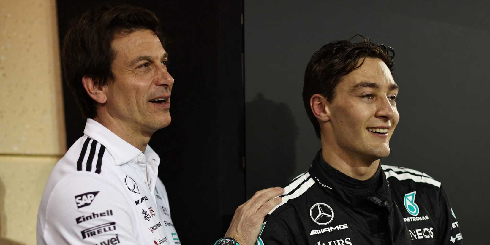 George Russell and Toto Wolff