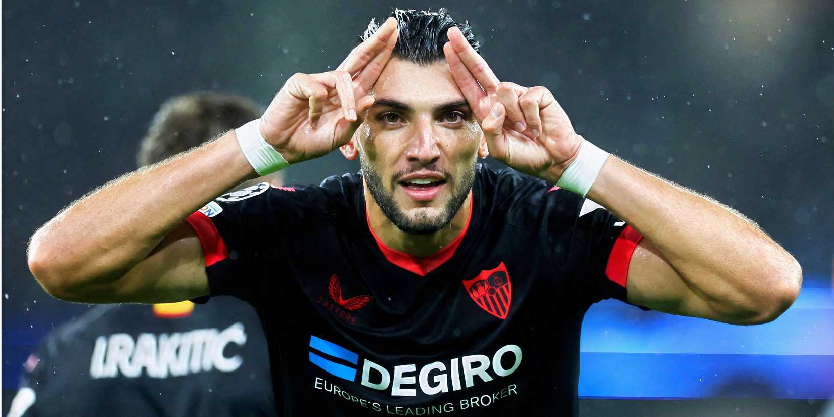 Rafa Mir celebrates a goal for Sevilla