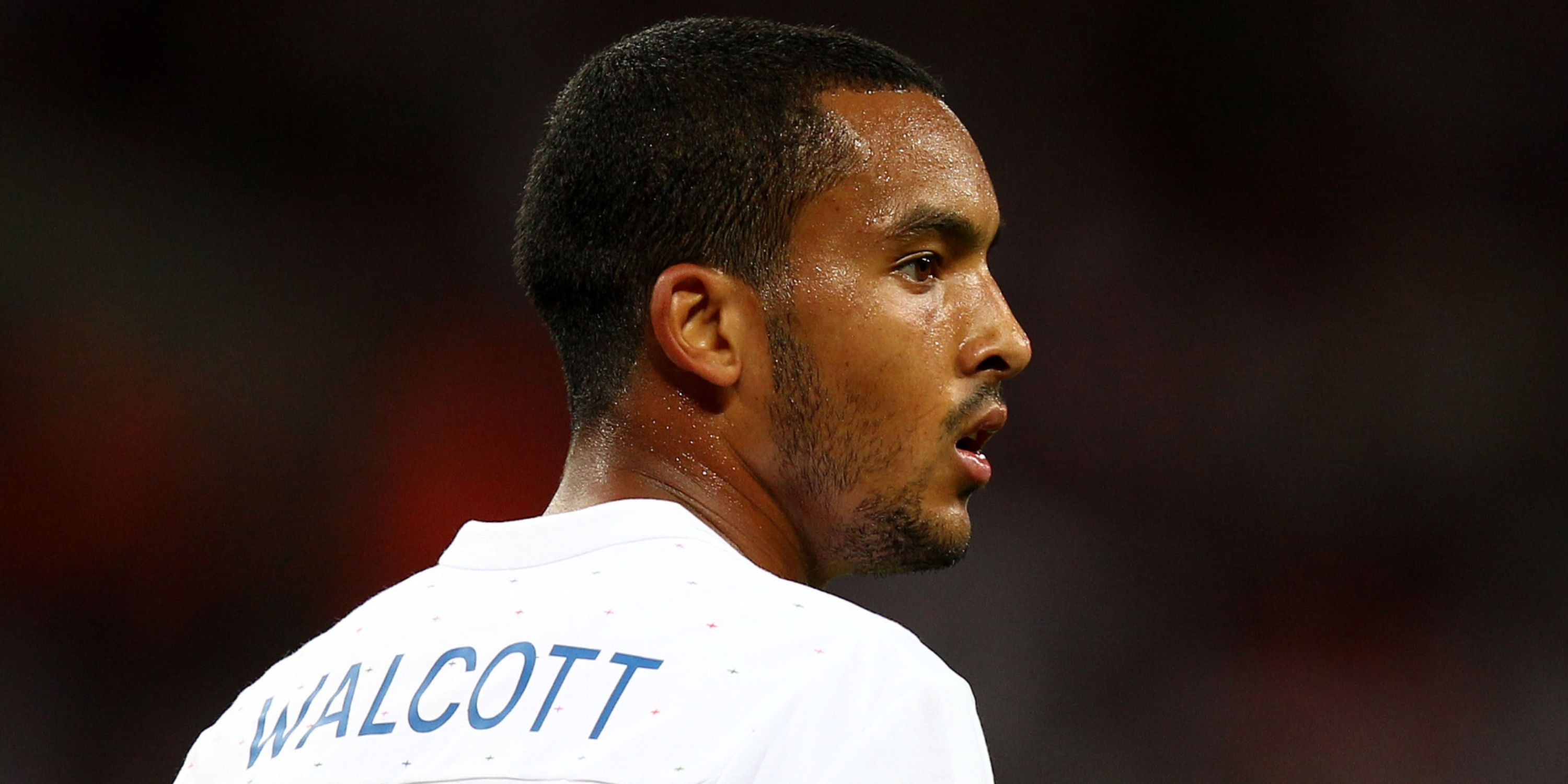 England's Theo Walcott looks on in 2010 vs Bulgaria