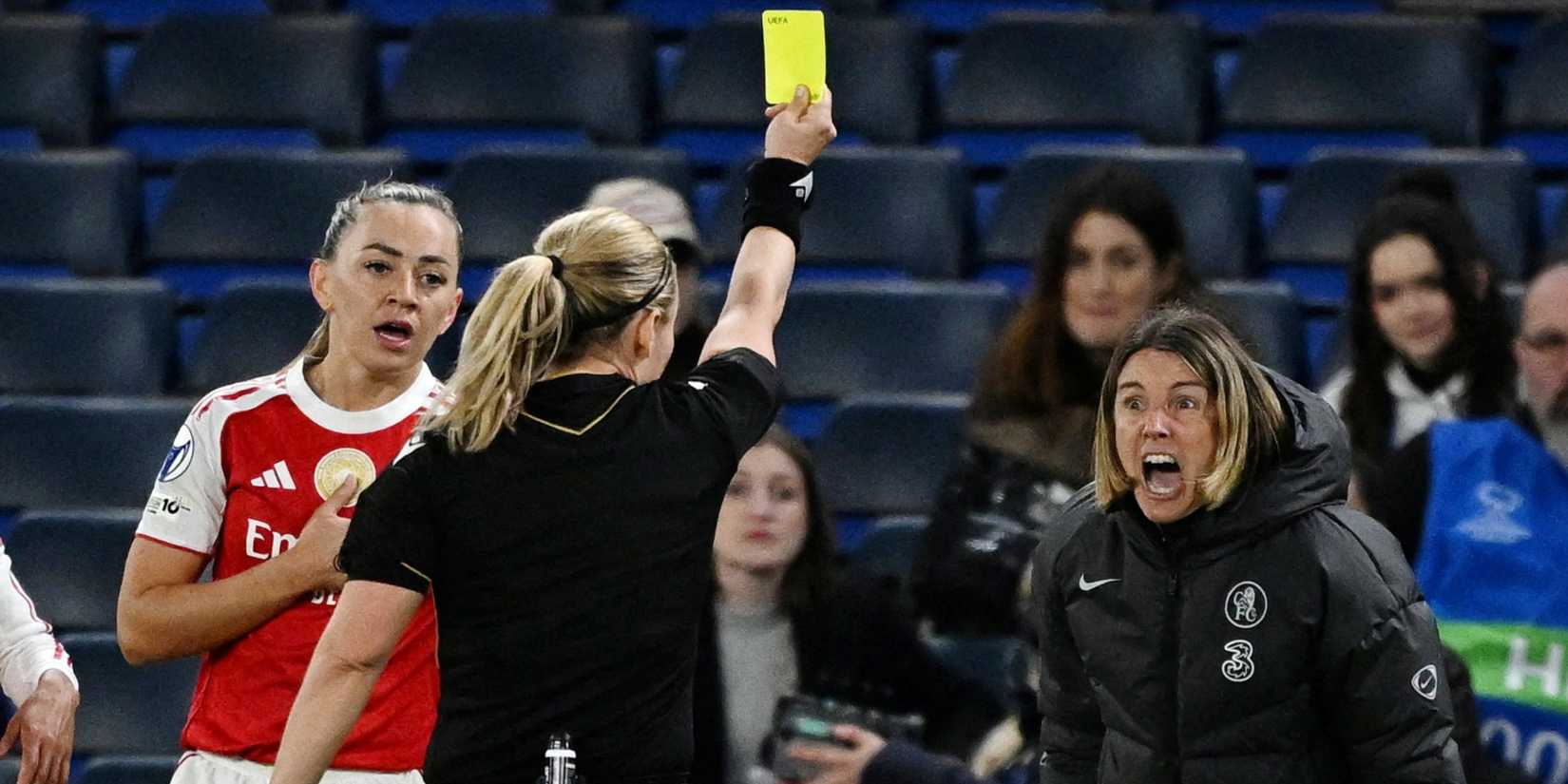 Sonia Bompastor complains after Katie McCabe's hair pull