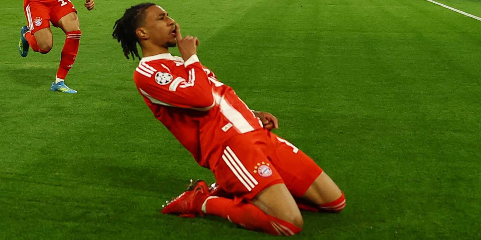 Bayern Munich's Michael Olise celebrates scoring