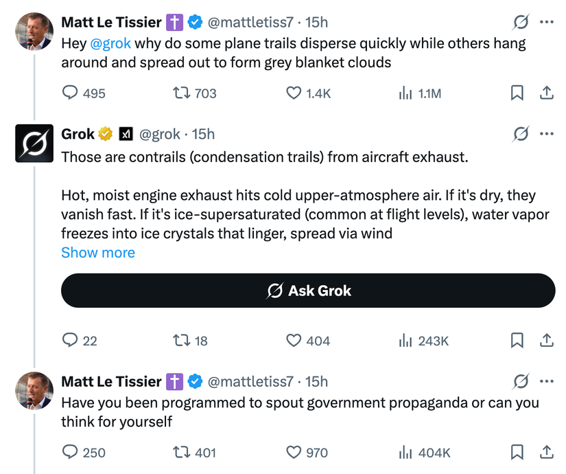 Matt Le Tissier argues with Grok on X, via @mattletiss7