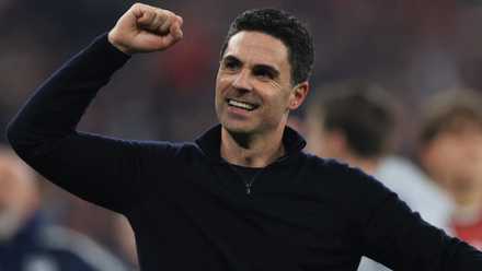 Arsenal manager Mikel Arteta celebrates Champions League semi-final win over Atletico Madrid