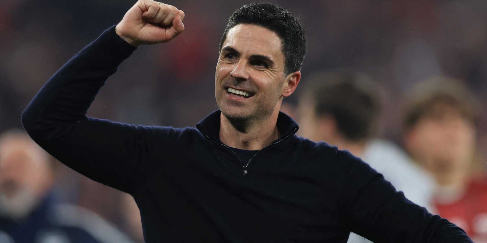 Arsenal manager Mikel Arteta celebrates Champions League win against Atletico Madrid