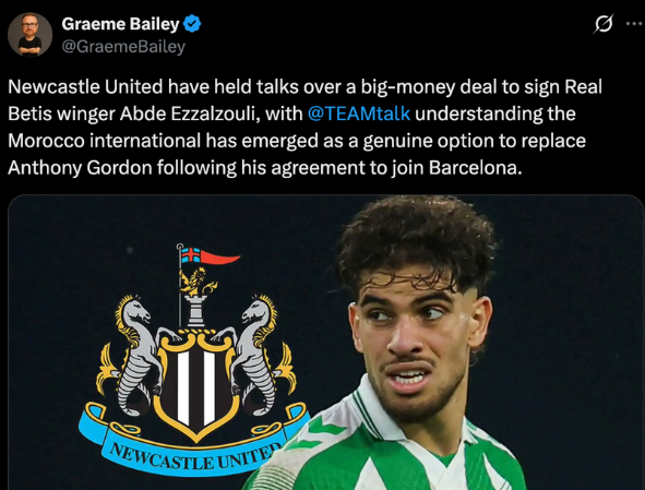 Bailey tweet Newcastle Ezzalzouli