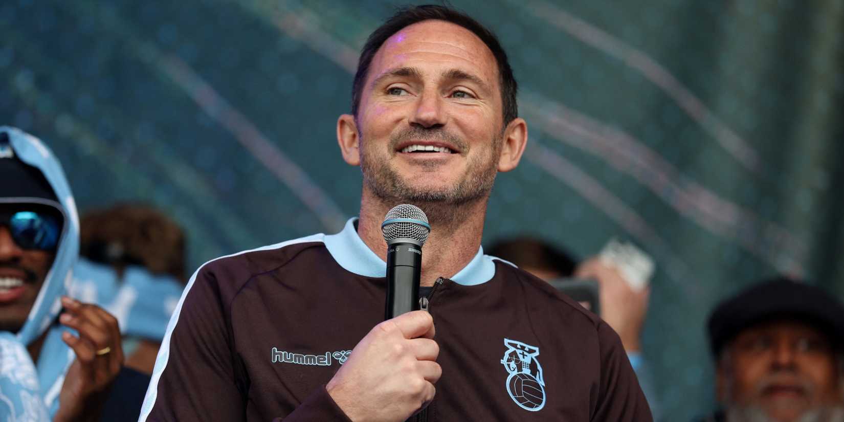 Coventry City manager Frank Lampard celebrates promotion to the Premier League at parade