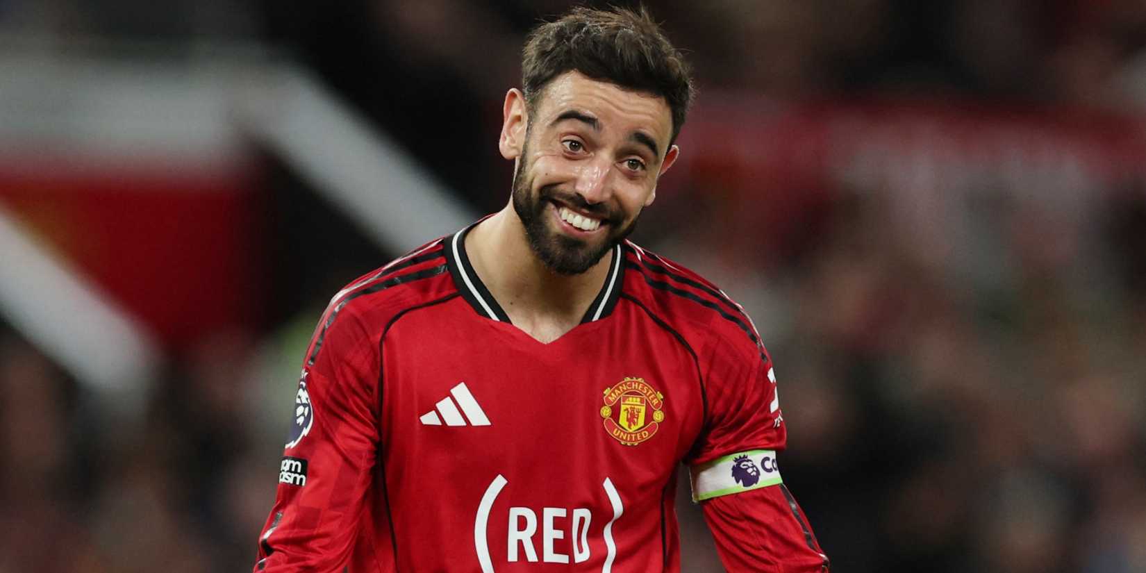 Manchester United captain Bruno Fernandes reacts in Premier League fixture