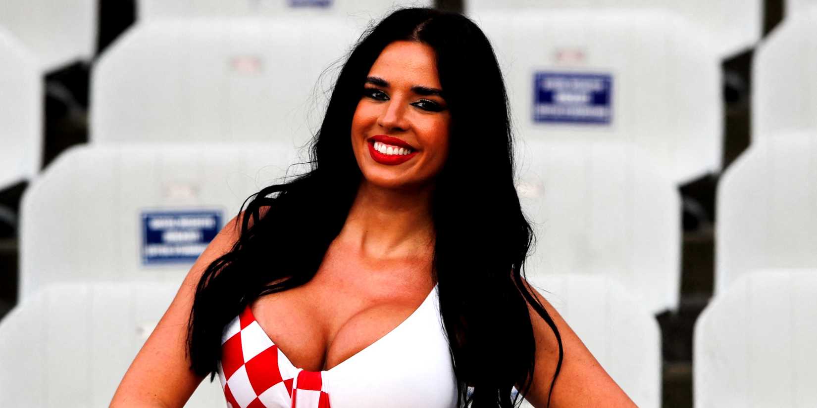 Croatian model Ivana Knoll is pictured in the stands before the Champions League Final between Manchester City v Inter Milan