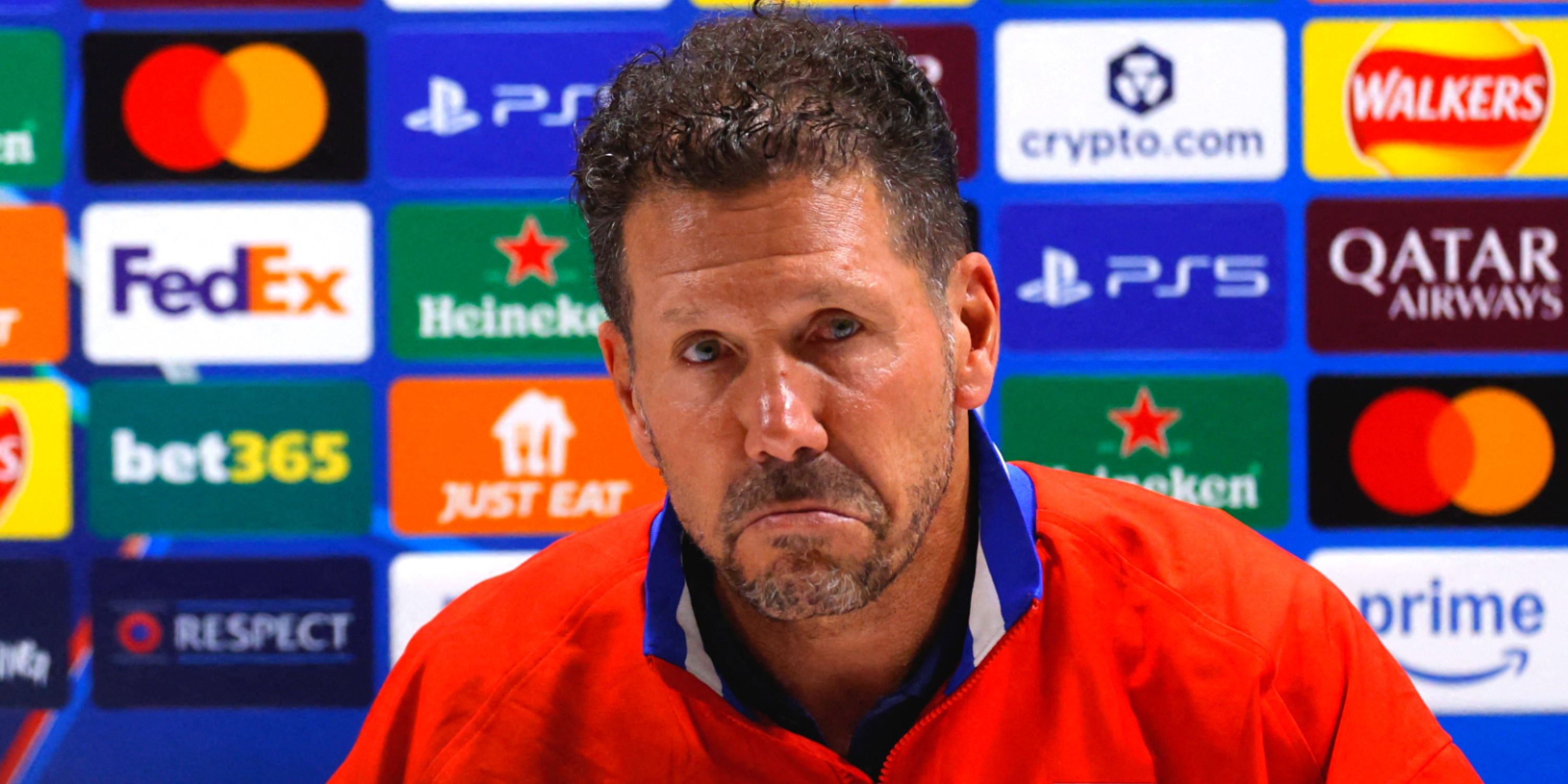 Atletico Madrid coach Diego Simeone during a Champions League press conference