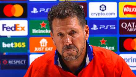 Atletico Madrid coach Diego Simeone during a Champions League press conference