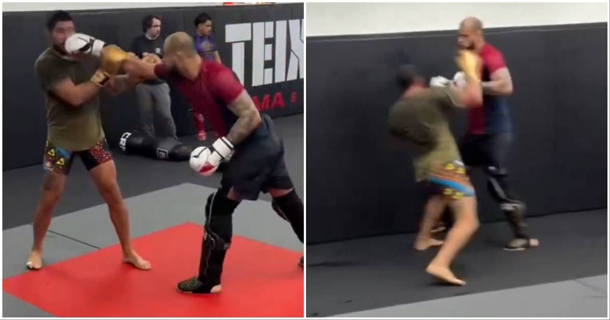 Footage of Alex Pereira Sparring UFC Heavyweight Ahead of Debut vs Ciryl Gane on White House Card