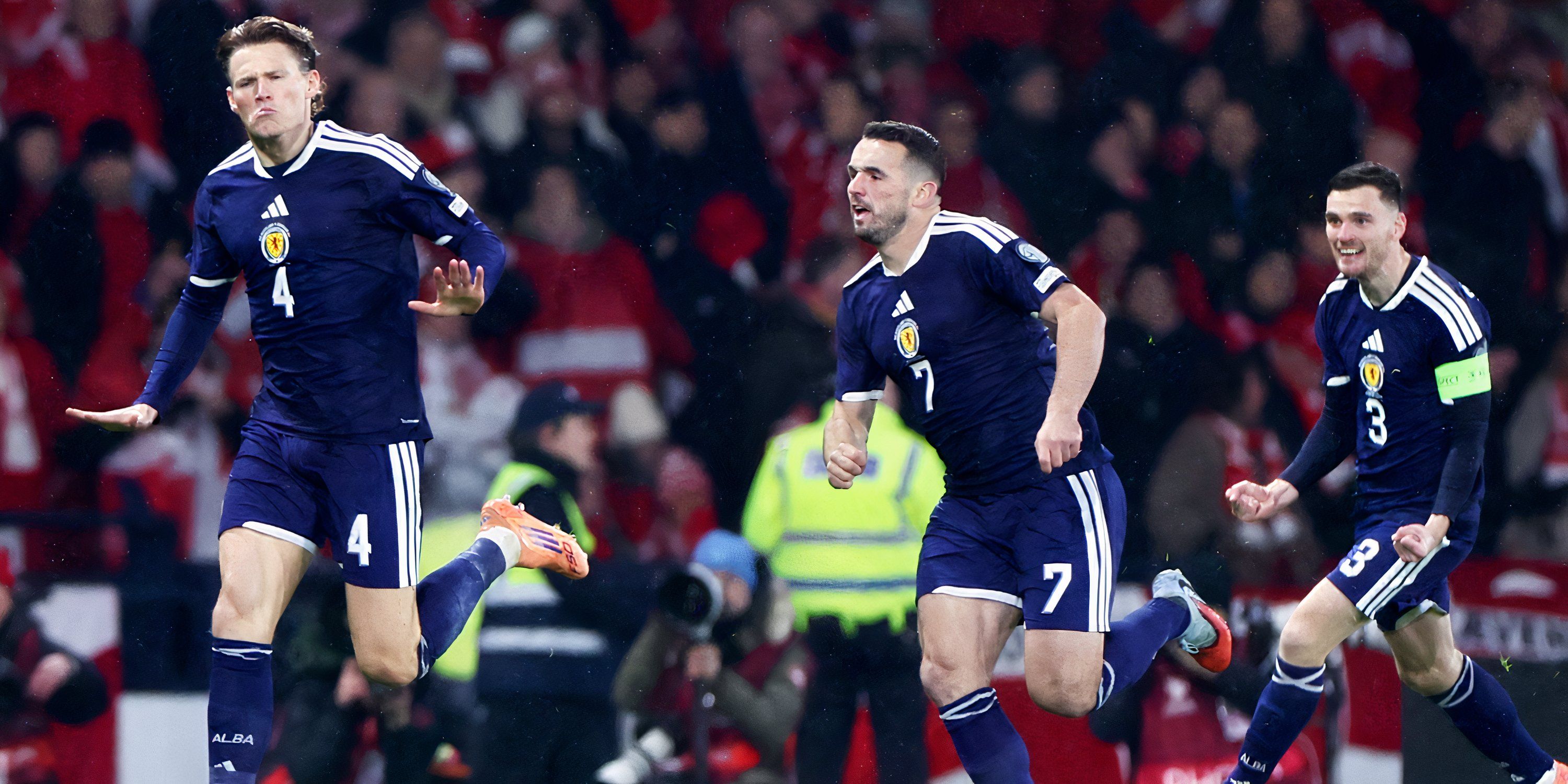 Scotland players celebrate securing World Cup qualification
