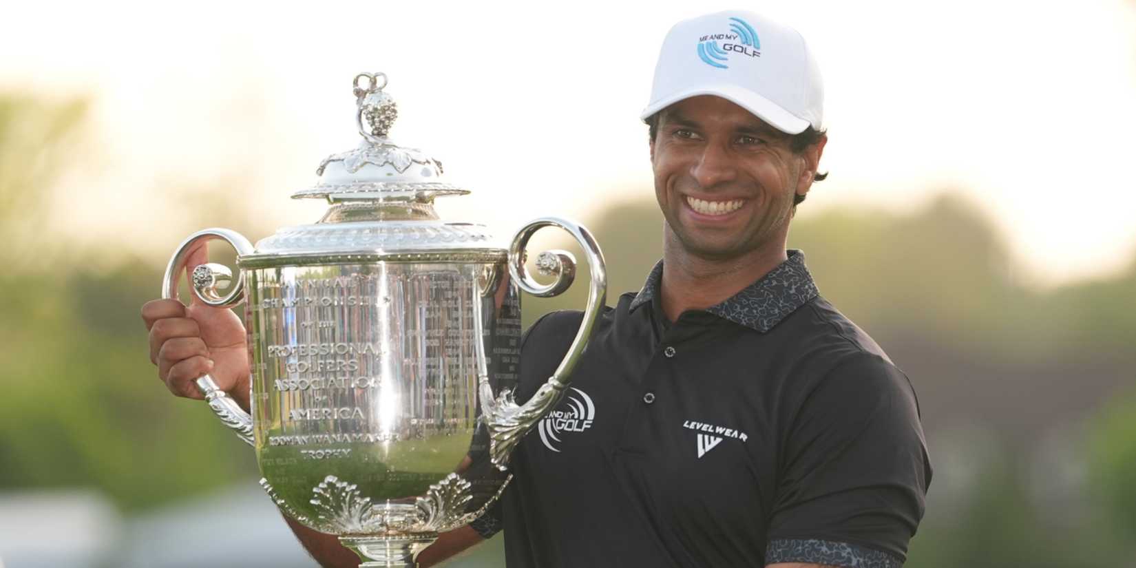 Aaron Rai celebrates winning PGA Championship