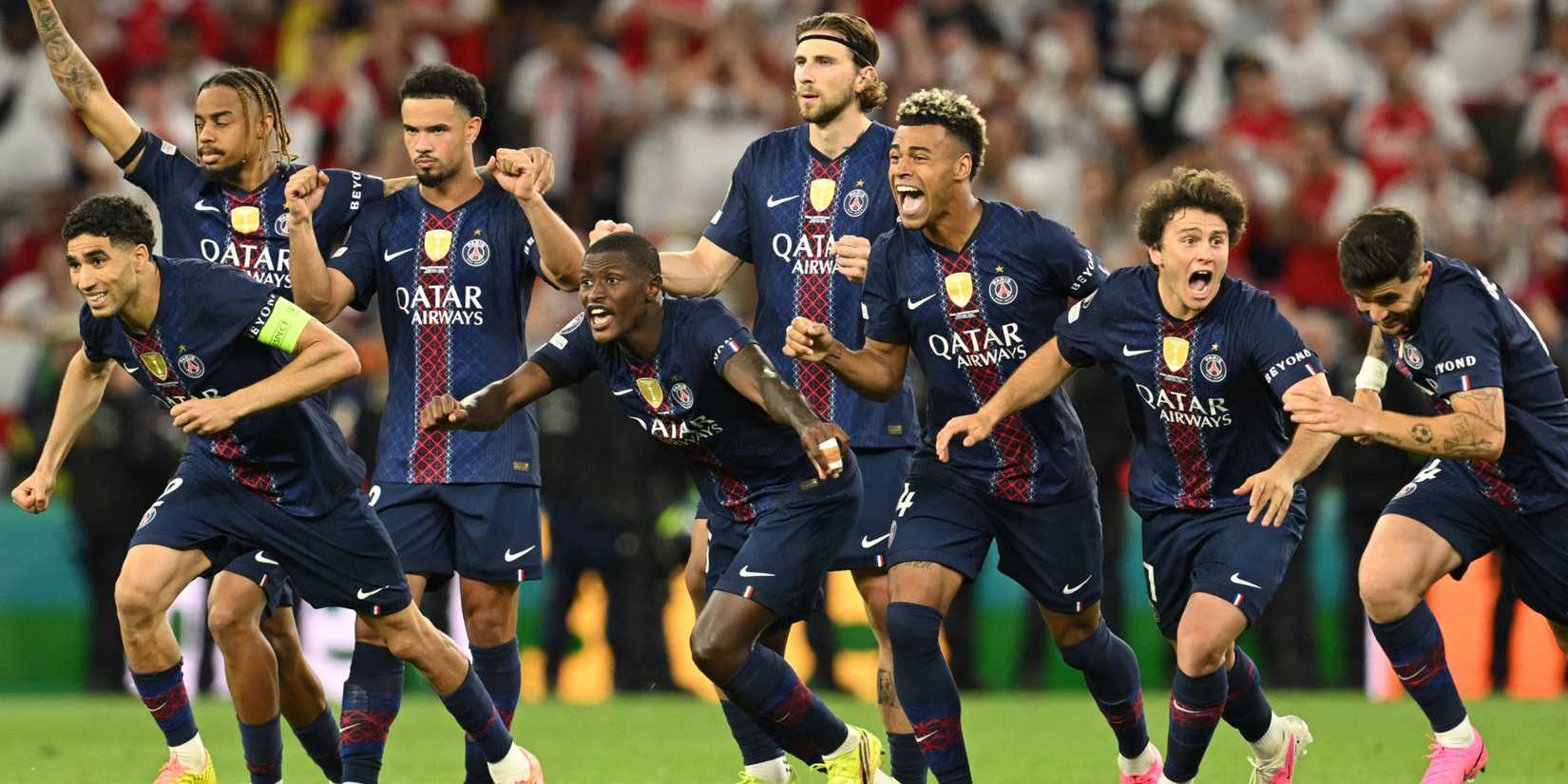 PSG players celebrate winning the 2025/26 Champions League