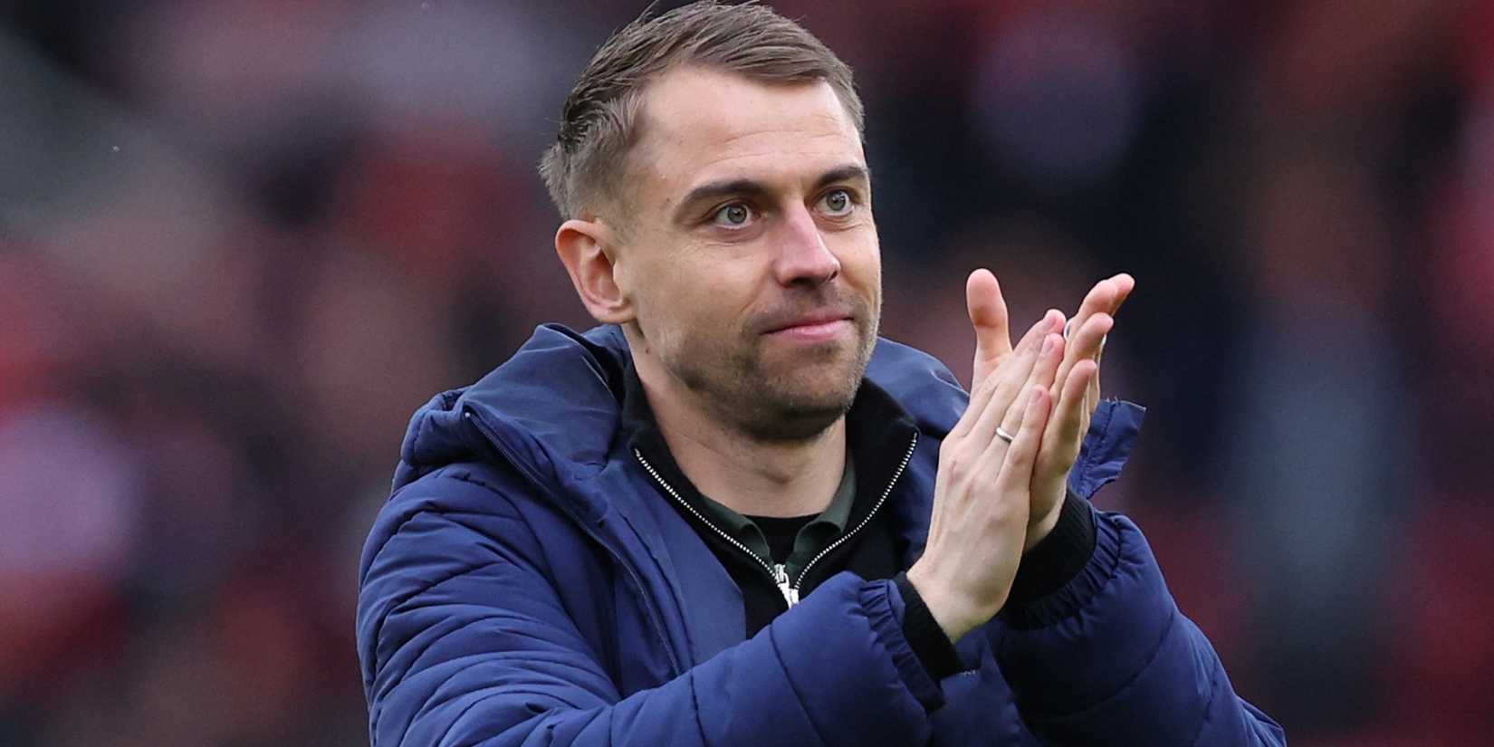 Southampton manager Tonda Eckert applauds fans after Middlesbrough playoff semi-final