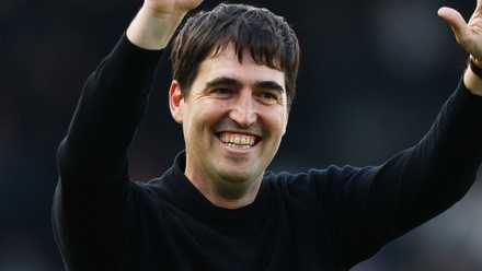 Former Bournemouth boss Andoni Iraola celebrates after Premier League match