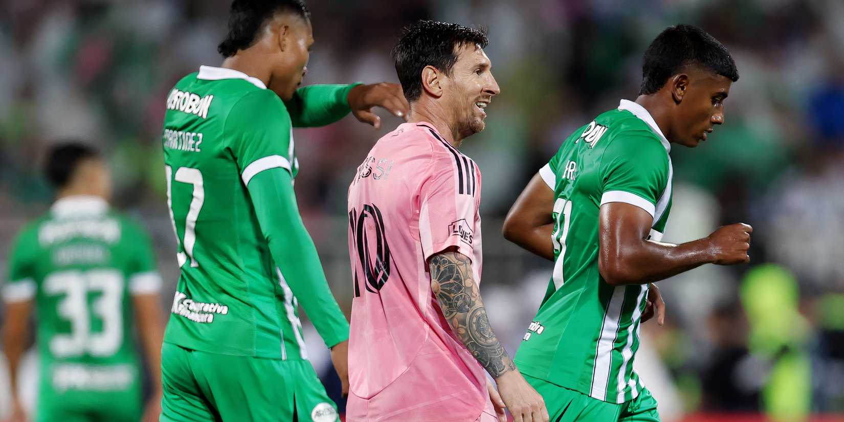 Lionel Messi playing for Inter Miami vs Atletico National
