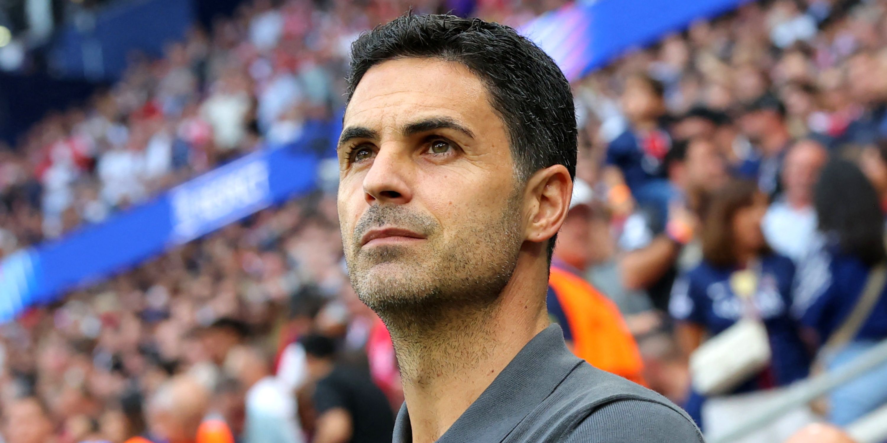 Arsenal manager Mikel Arteta looks on ahead of Champions League final vs Paris St Germain