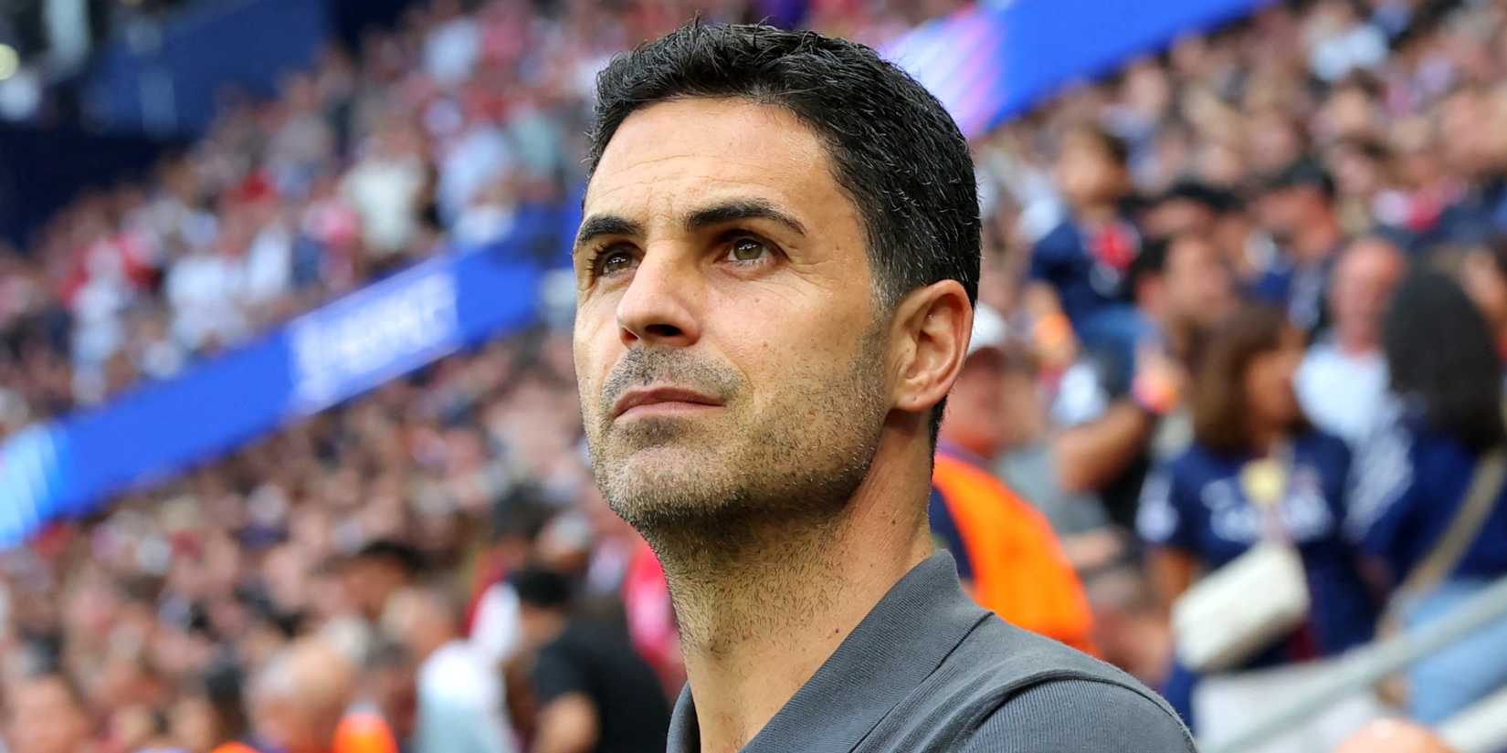 Arsenal manager Mikel Arteta looks on ahead of Champions League final vs Paris St Germain