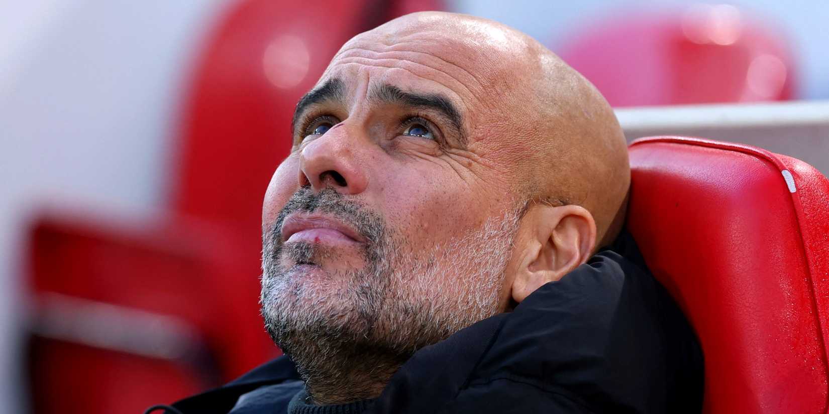 Manchester City manager Pep Guardiola before the match at Anfield vs Liverpool