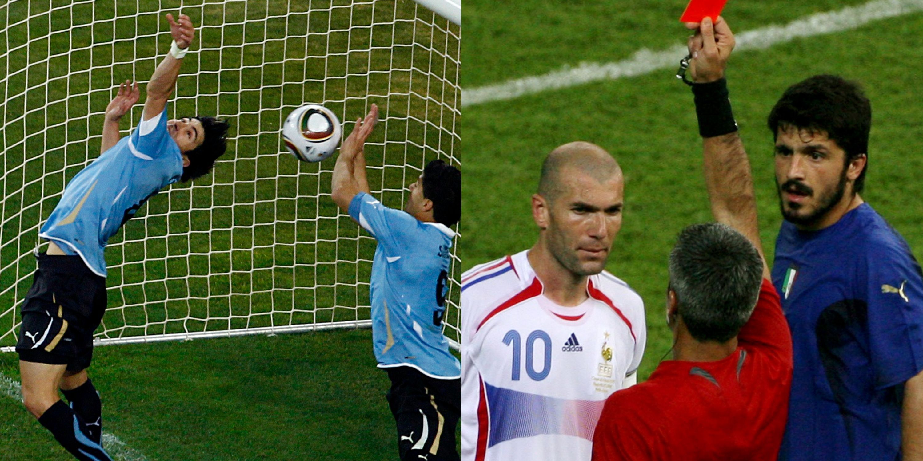 Luis Suarez World Cup 2010 handball Zinedine Zidane 2006 World Cup red card