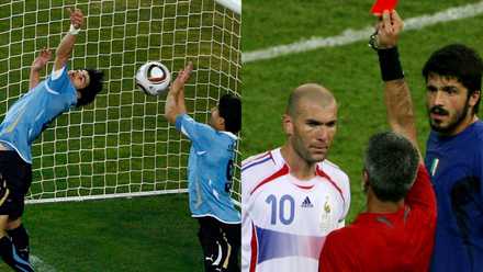 Luis Suarez World Cup 2010 handball Zinedine Zidane 2006 World Cup red card