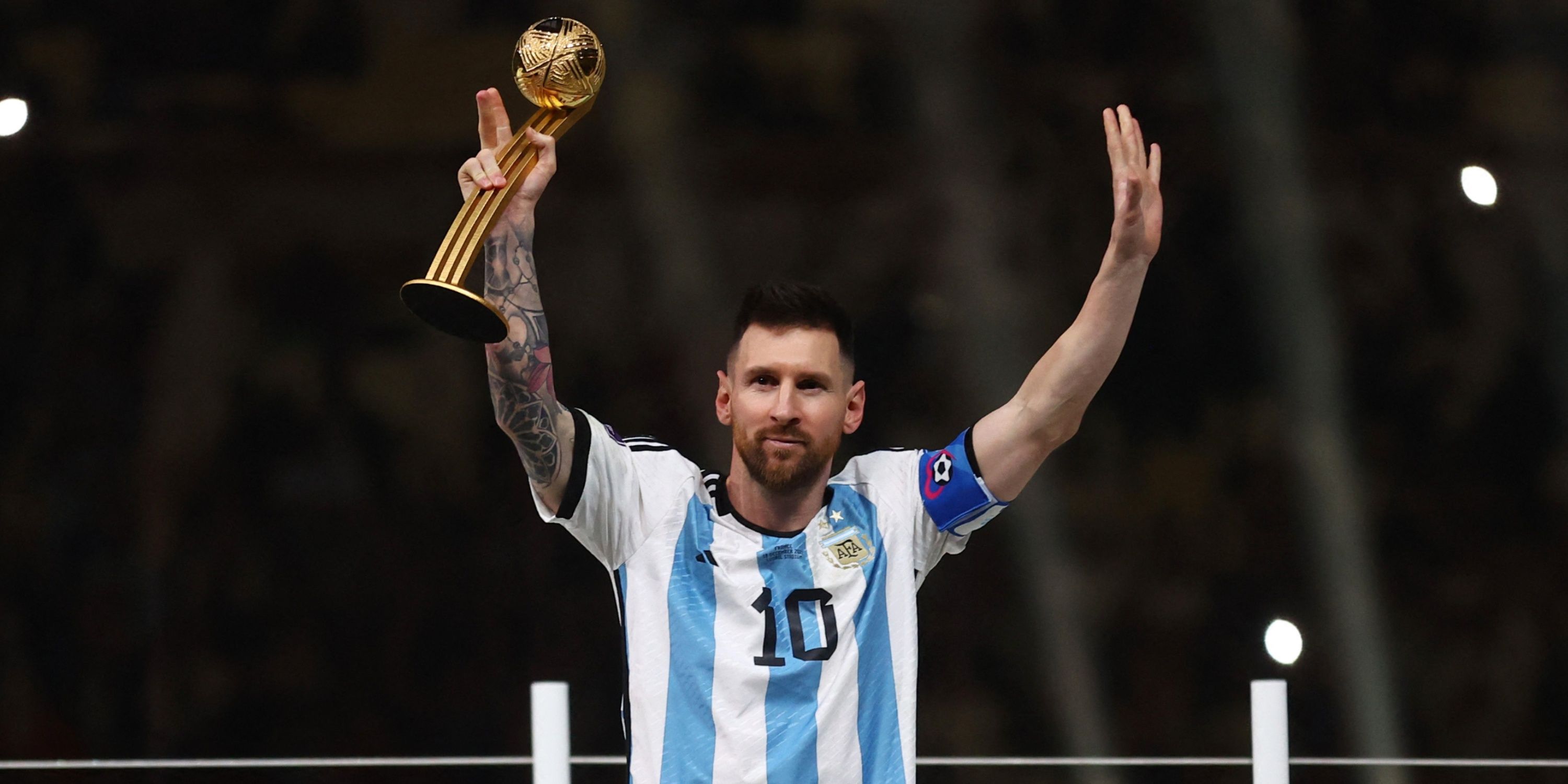 Lionel Messi Argentina with Golden Ball award at World Cup 2022