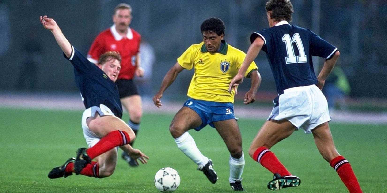 Romario Brazil, Stuart McCall, Gary Gillespie Scotland World Cup 1990