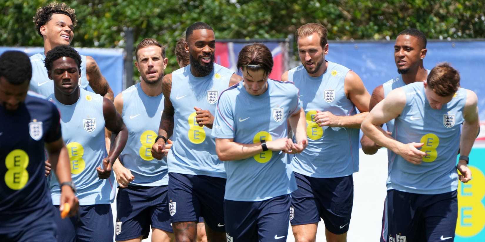 England's Ivan Toney, Jordan Henderson, Harry Kane, Kobbie Mainoo and Ezri Konsa during training ahead of the World Cup