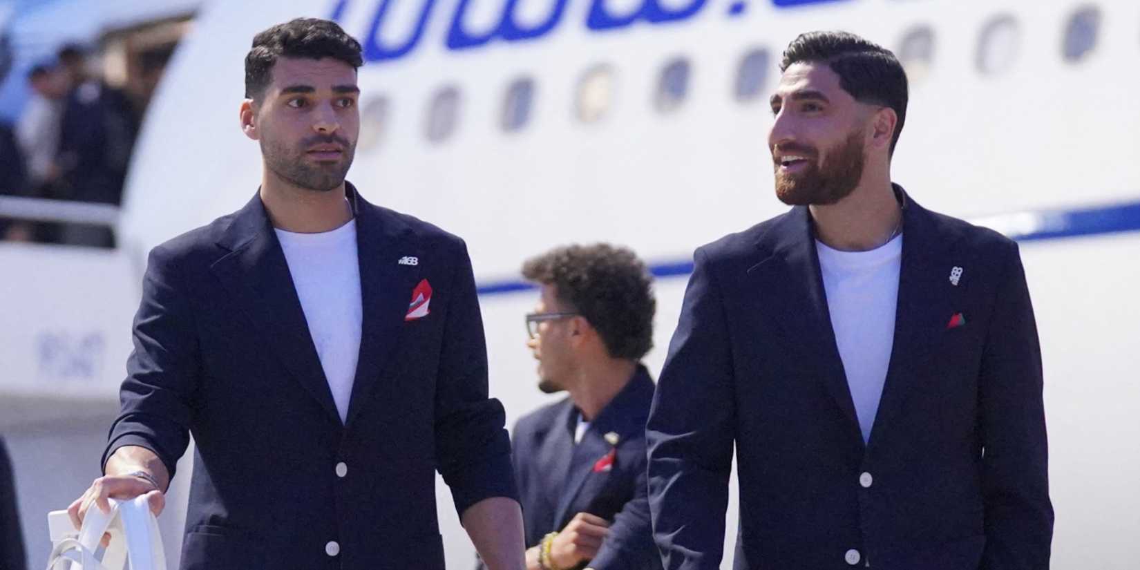 Iran's Mehdi Taremi and Alireza Jahanbakhsh arrive with the team ahead of the World Cup
