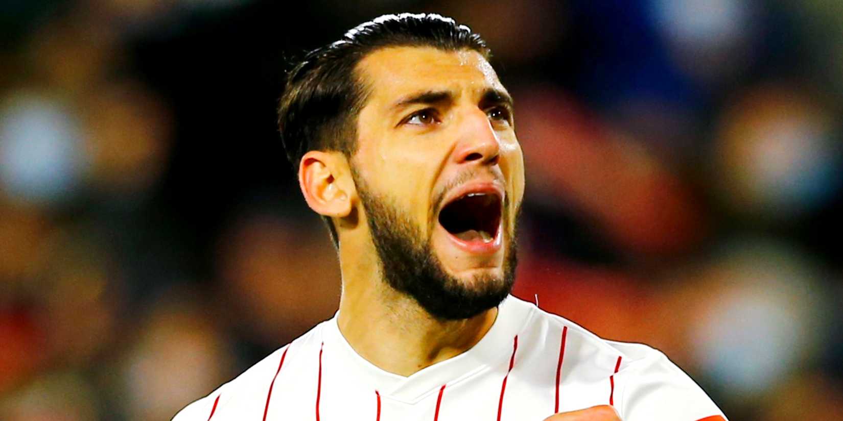 Sevilla's Rafa Mir celebrates scoring for Sevilla
