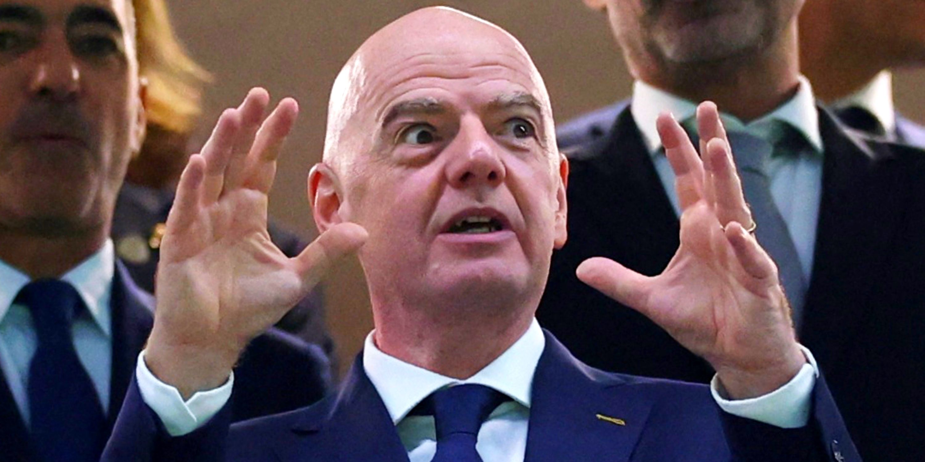 FIFA President Gianni Infantino reacts during South Korea v Czech Republic