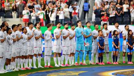 Iran sing national anthem