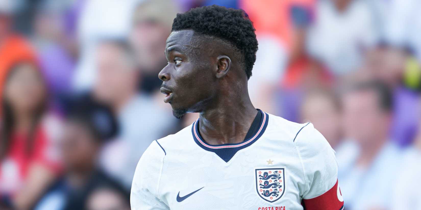 Bukayo Saka in action for England