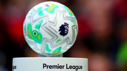 General view of a Premier League match ball on display