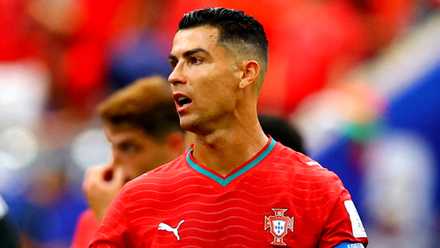 Portugal's Cristiano Ronaldo reacts as he walks off the pitch at half time vs DR Congo