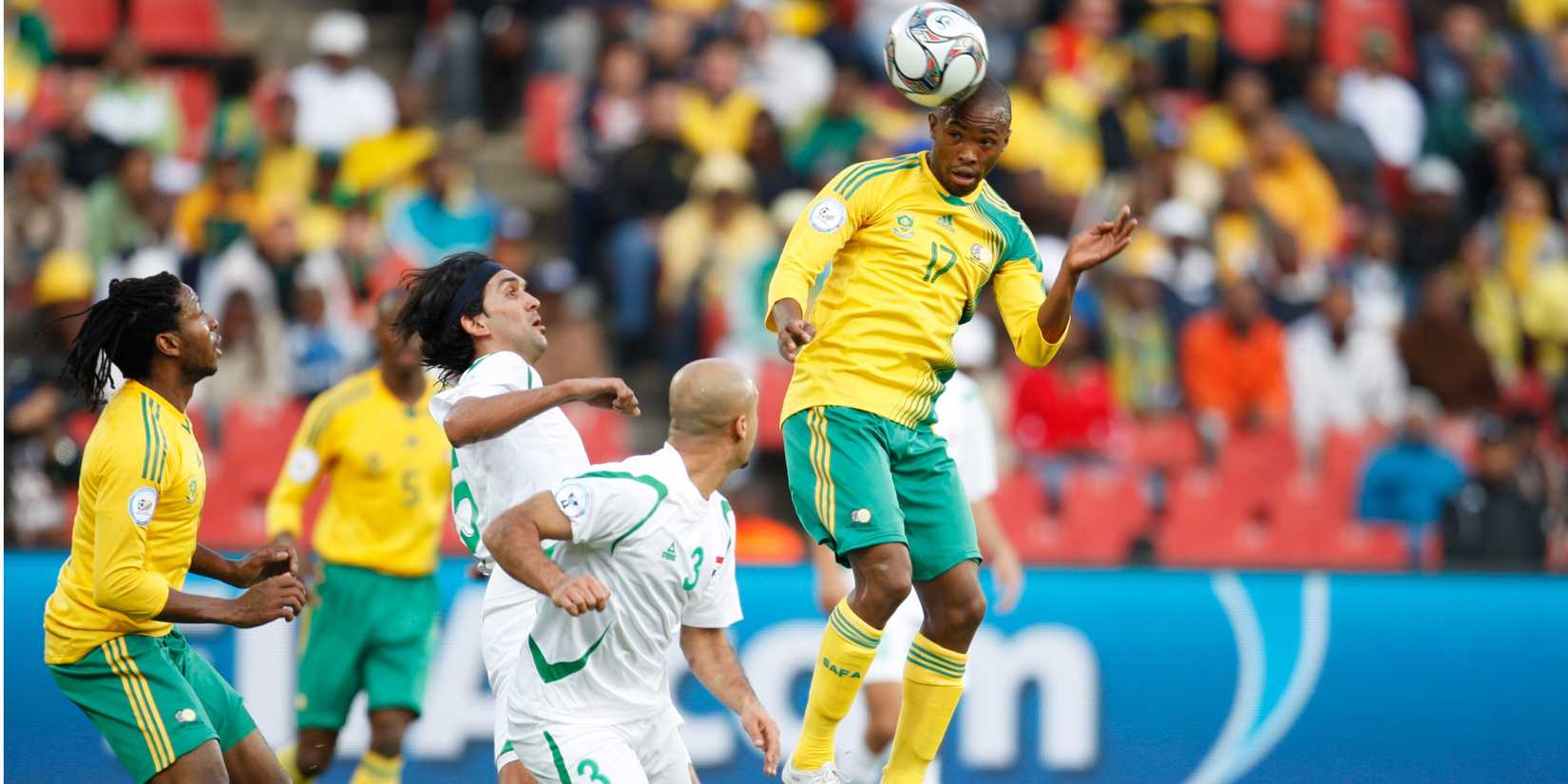 South Africa's Bernard Parker goes up for a header in the Confederations Cup