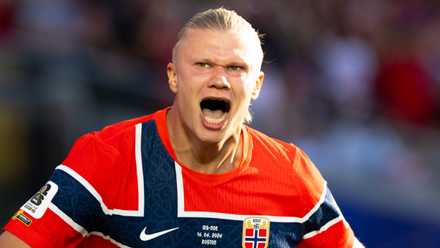 Erling Haaland in action for Norway
