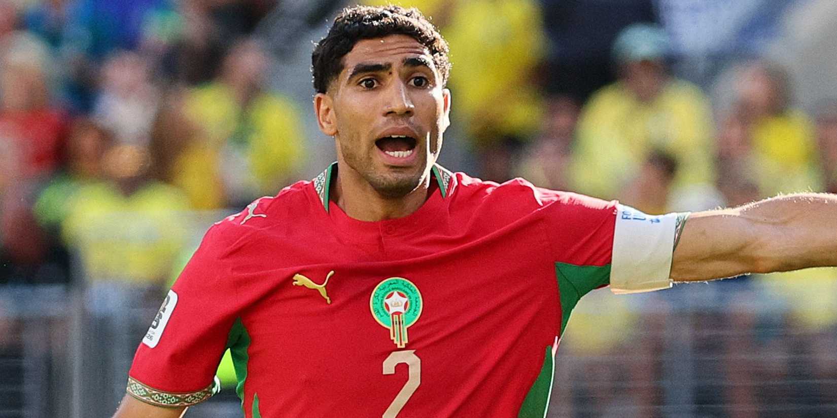 Achraf Hakimi in action for Morocco at the 2026 World Cup