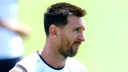Argentina's Lionel Messi during training