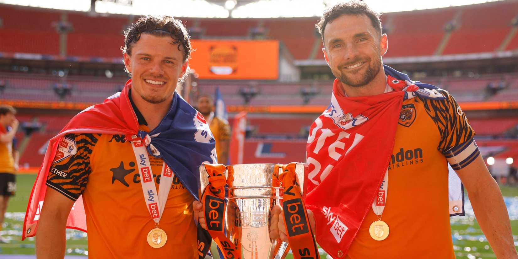  Hull City's Regan Slater and Lewie Coyle 