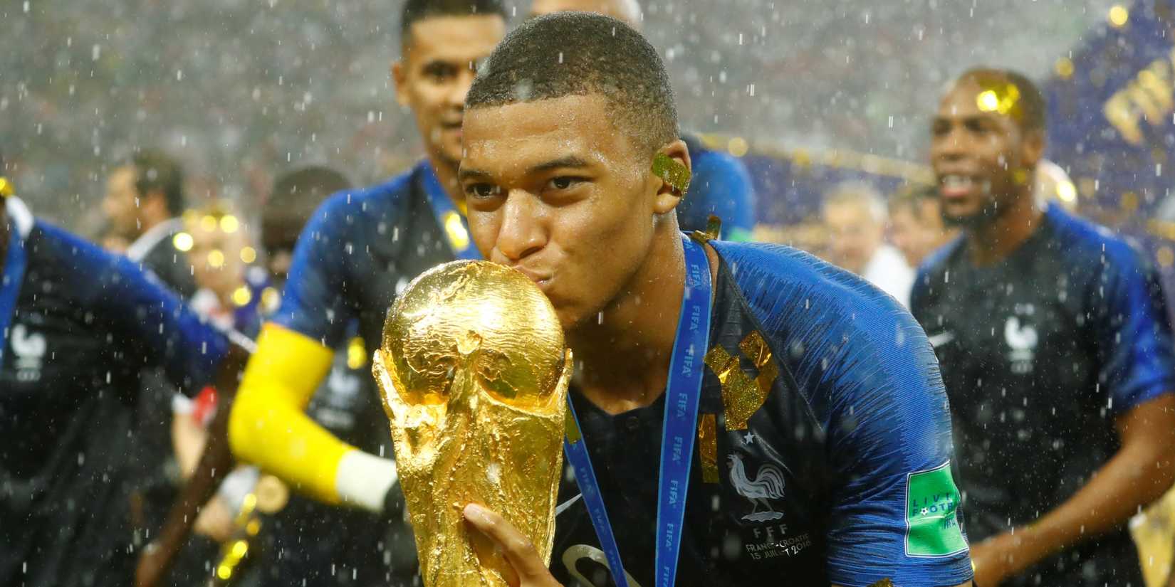 Kylian Mbappe France World Cup trophy 2018
