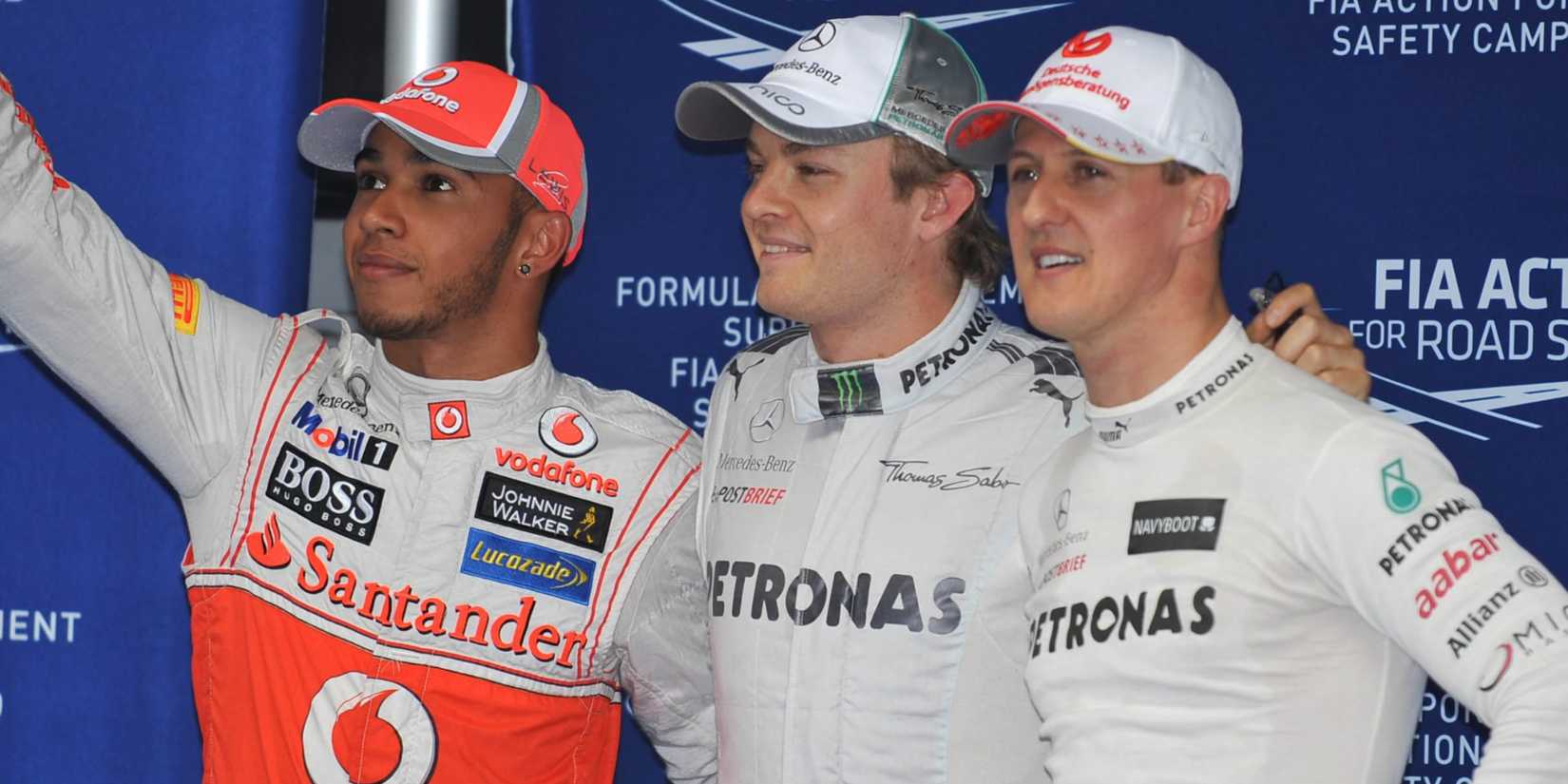 Lewis Hamilton, Nico Rosberg, Michael Schumacher